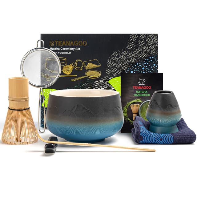 TEANAGOO Matcha Set | Matcha Besen | Matcha Tea Set | Matcha Schale - 7 Stück MatchaTee Sets