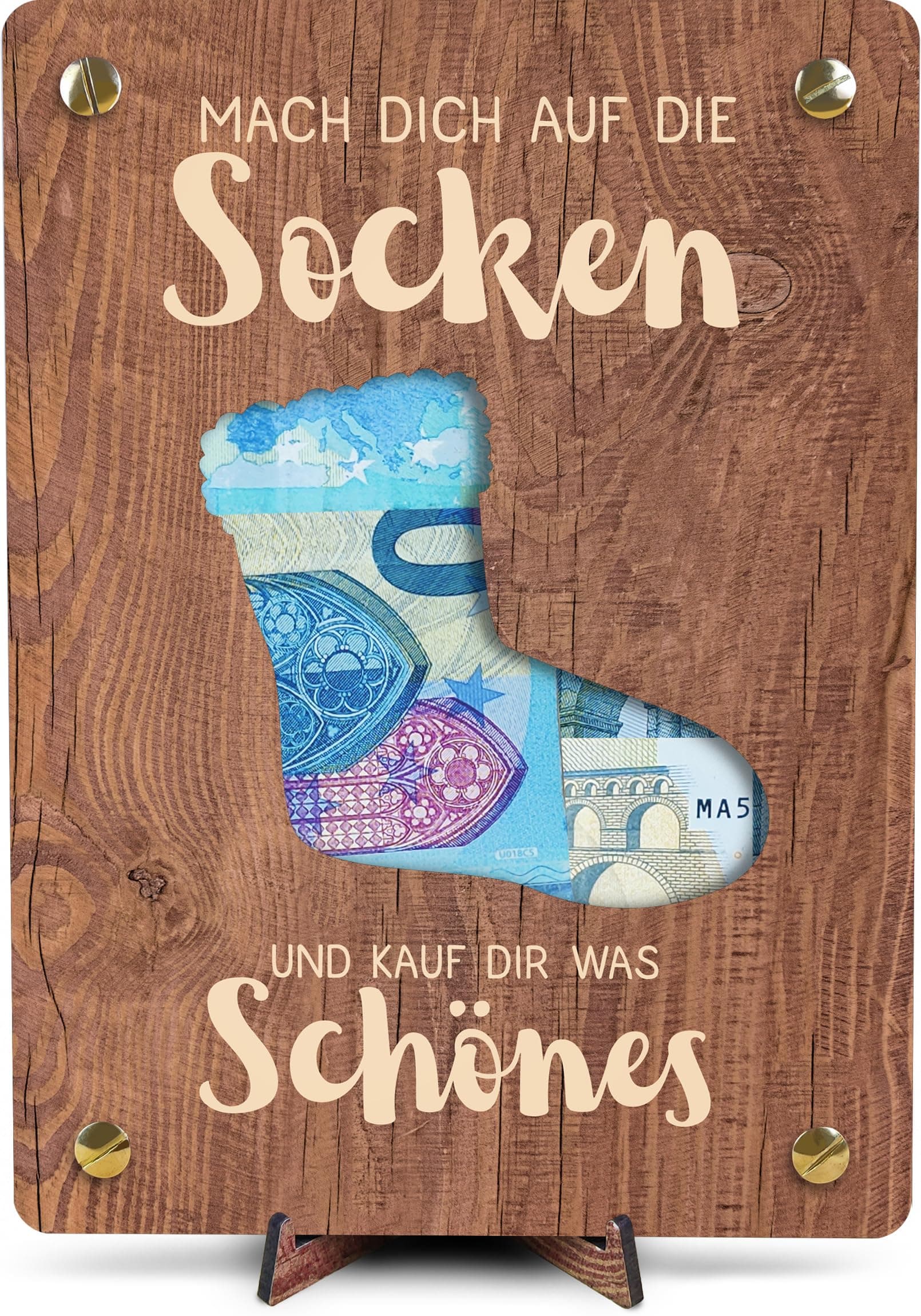 XL Geldkarte aus Holz - Geldgeschenk mit Ständer 🎁