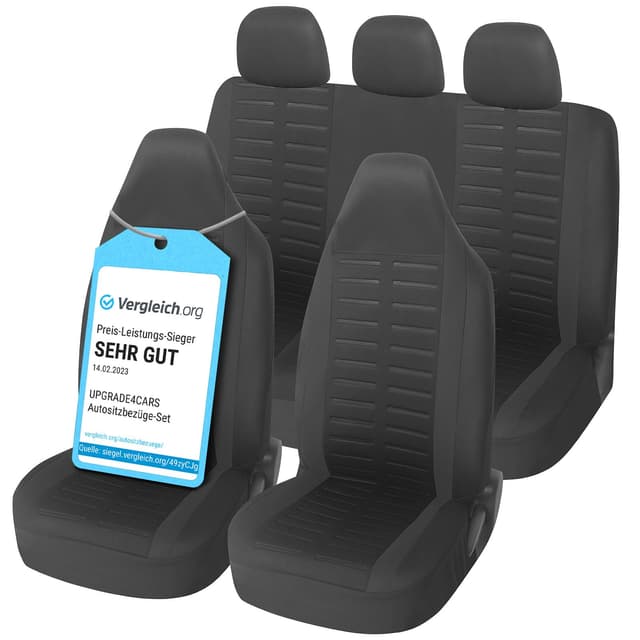 Upgrade4cars Autositzbezüge Set für Pilotensitze Schwarz 🚗🌟 | Autoschonbezüge Universal mit Kopfstütze