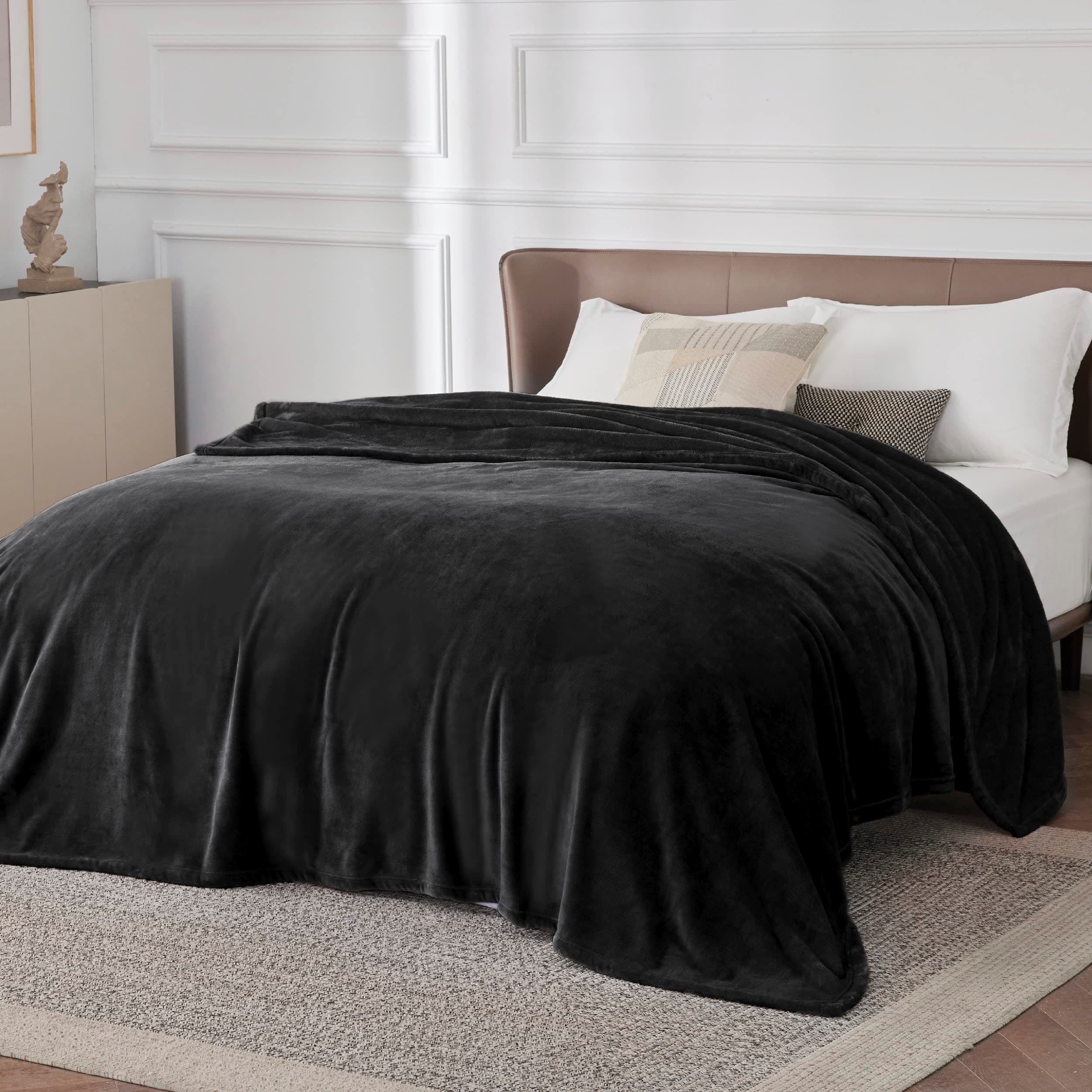 🛋️ BEDSURE Kuscheldecke Flauschig Decke Fleecedecke - Wohndecke Warm Winter Weich, Sofadecke XXL, Decke Couch Blanket, Wohn- & Kuscheldecken Große 230x270cm, Sofa überwurfdecke Schwarz Schwarz 270 x 230 cm