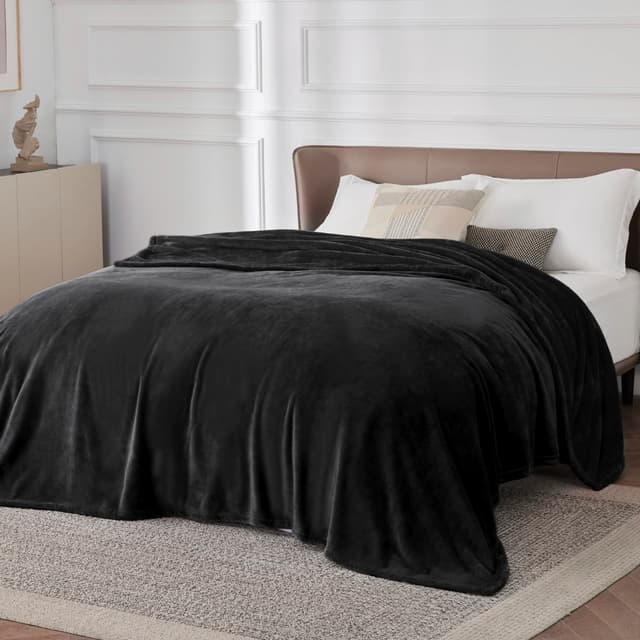 🛋️ BEDSURE Kuscheldecke Flauschig Decke Fleecedecke - Wohndecke Warm Winter Weich, Sofadecke XXL, Decke Couch Blanket, Wohn- & Kuscheldecken Große 230x270cm, Sofa überwurfdecke Schwarz Schwarz 270 x 230 cm