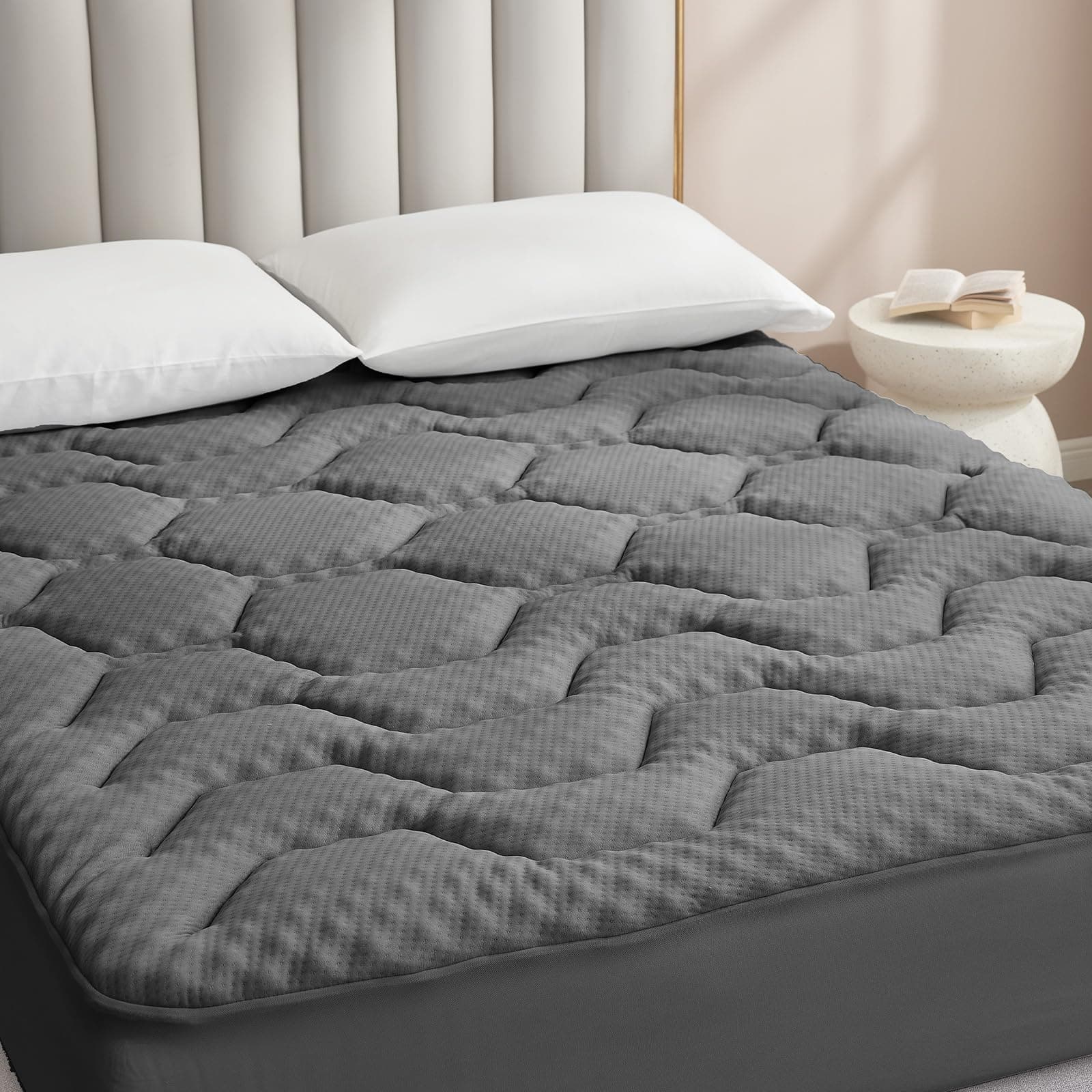 🛏️ EHEYCIGA Gel Topper 160x200cm, Matratzentopper 160x200cm Memory Foam Dunkelgrau