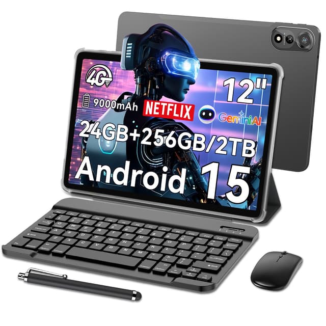 🔥 Blackview Mega2 Android 15 Tablet 12 Zoll mit Tastatur 🌟 24GB RAM+256GB ROM 🚀 2K FHD Großes Display Gaming Tablet 🎮 Dual 4G LTE+5G WiFi 📶
