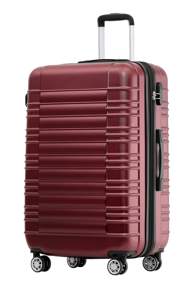 🎒 BEIBYE 2088 Zwillingsrollen Reisekoffer Koffer Trolleys Hartschale M-L-XL-Set (Weinrot, L) Weinrot L - Angebot!