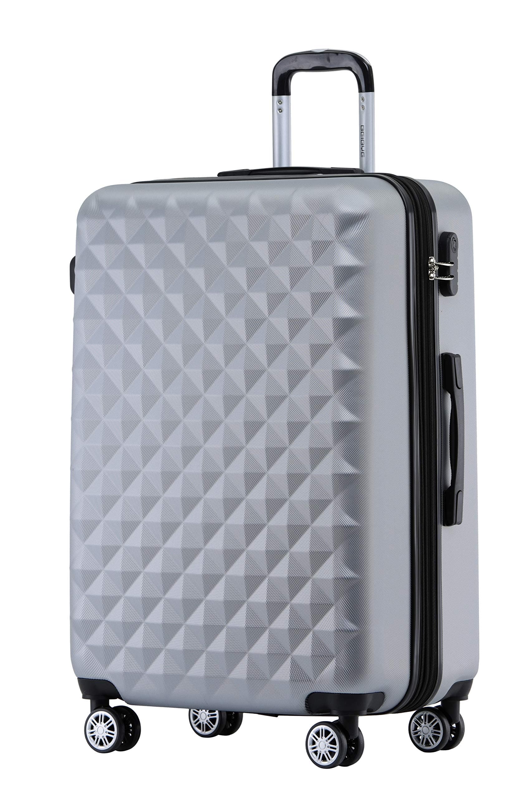 🧳 BEIBYE Zwillingsrollen 2066 Hartschale Trolley Koffer Reisekoffer Gepäck M-L-XL-Set (Silber, L) Silber L Angebot!