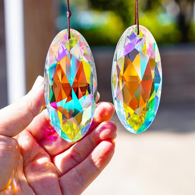 H&D Hyaline & Dora 2 Stück 89mm Kristall Sonnenfänger Prisma 🌈 Lichtfänger Anhänger