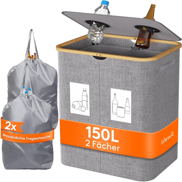 🌿 Lifewit 150L Pfandflaschen Sammelbehälter mit Deckel 🌟