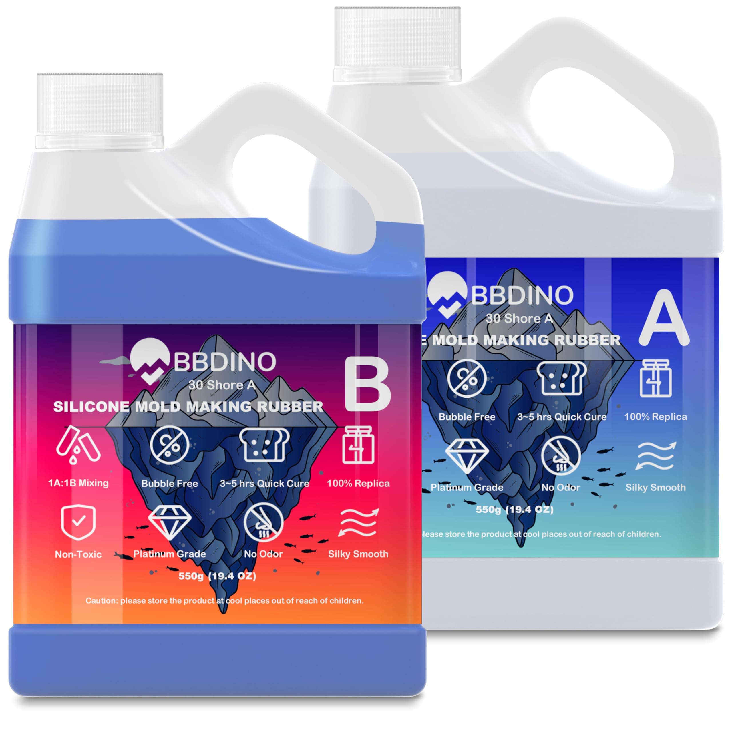 🟦 BBDINO Flüssigsilikon-Kautschuk, 30A Formherstellungssilikon, 1100g