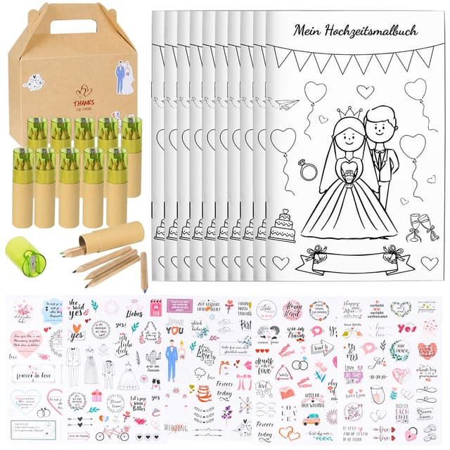 🎨🎉 Herefun Hochzeitsmalbuch Kinder - 10er Malbuch Hochzeit für Kinder!