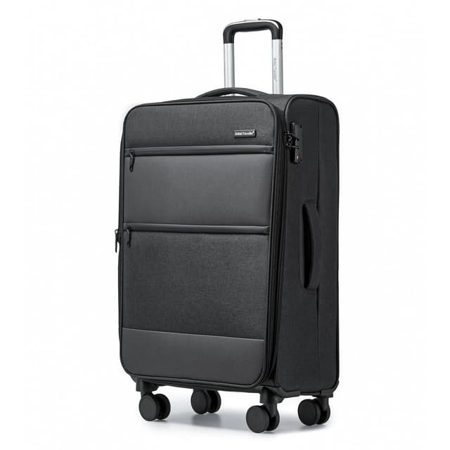 🧳 British Traveller Koffer Trolley Mittelgroß Reisekoffer 4 Rollen Schwarz Gepäck M Schwarz 24"-M 🧳