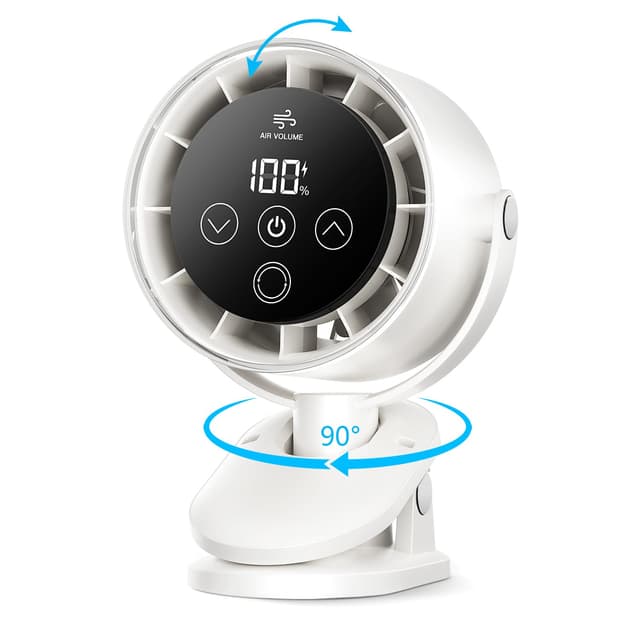 🌀 Mini USB Ventilator mit Clip & Akku Tragbarer Tischventilator Klein Wiederaufladbarer Leise LED-Display 90° vertikale Neigung & 90° Oszillation Ventilator USB-Ladung Ideal für Zuhause, Büro & Camping - 22% Rabatt!
