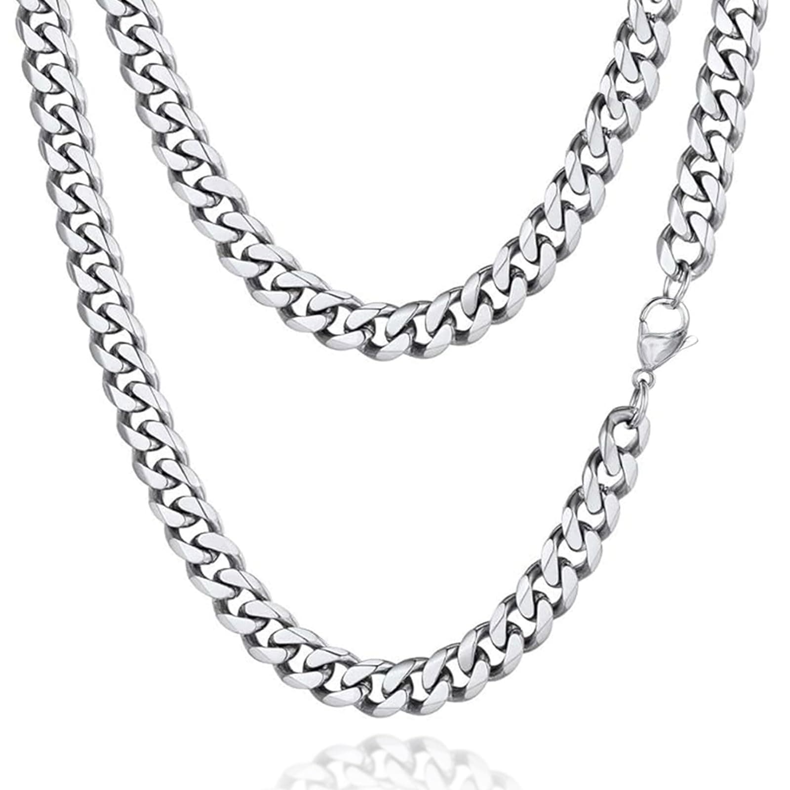 Zinvefa Halskette Herren Silberkette, 3/5/7/9mm Edelstahl Panzerkette Kette für Herren Damen Goldkette
