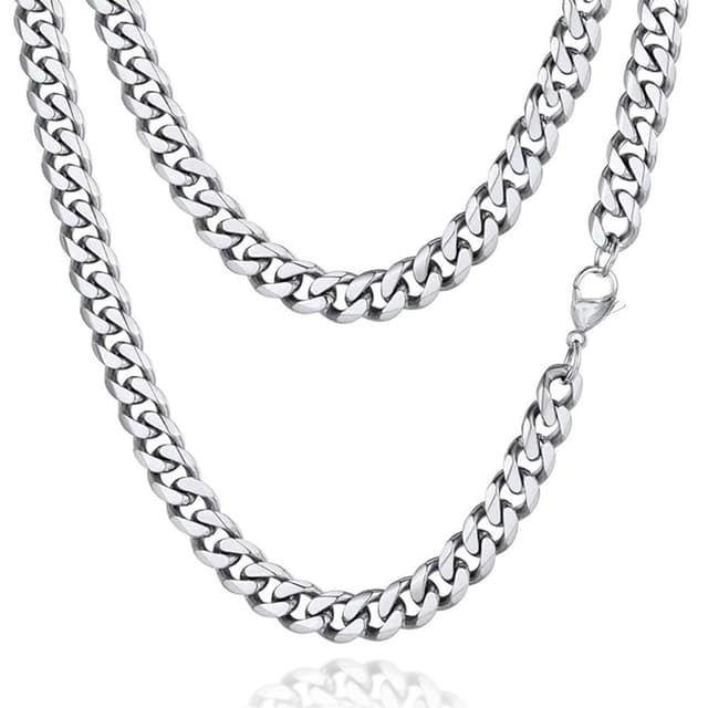 Zinvefa Halskette Herren Silberkette, 3/5/7/9mm Edelstahl Panzerkette Kette für Herren Damen Goldkette