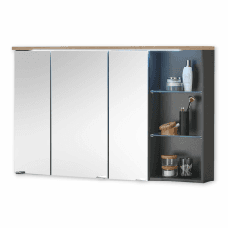 🌟 MEMPHIS Spiegelschrank Bad mit LED-Beleuchtung in Artisan Eiche Optik, Grau - Badezimmerspiegel Schrank 🚿