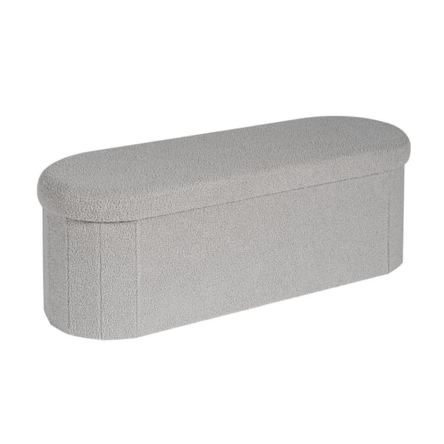 Bonlife Sitzbank mit Stauraum, klappbare Sitztruhe, Aufbewahrungsbox, Fußbank, Liebe, für Schlafzimmer Wohnzimmer Flur, Grau, 110x38x38 cm Elliptisch Grau 🛋️