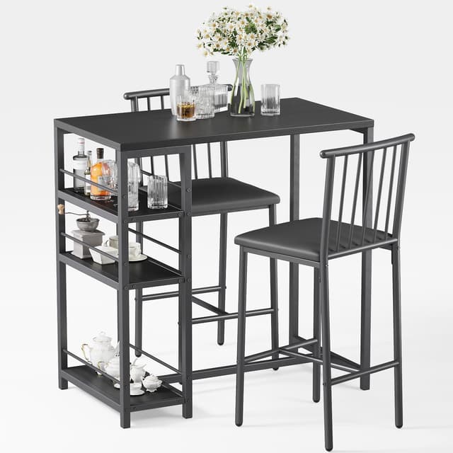 Xbro Bartisch Set 3-teilig mit Barhocker 🍸 Küchentisch mit Stühlen 🪑 Platzsparend und Stilvoll