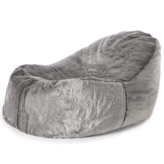 🌟 Luxuriöser Kunstfell Sitzsack-Liege für Erwachsene - Grau 🪑