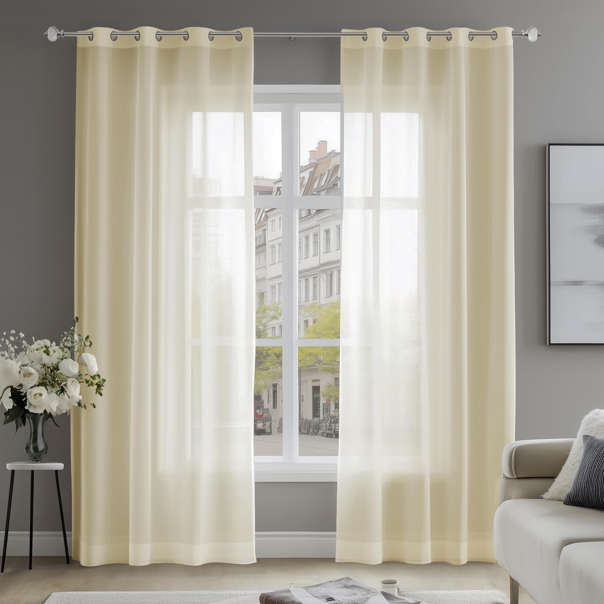 🌟 Deconovo Voile Vorhang Set 2er Pack - 240x140 cm - Hellbeige - Hochwertige Qualität 🌟