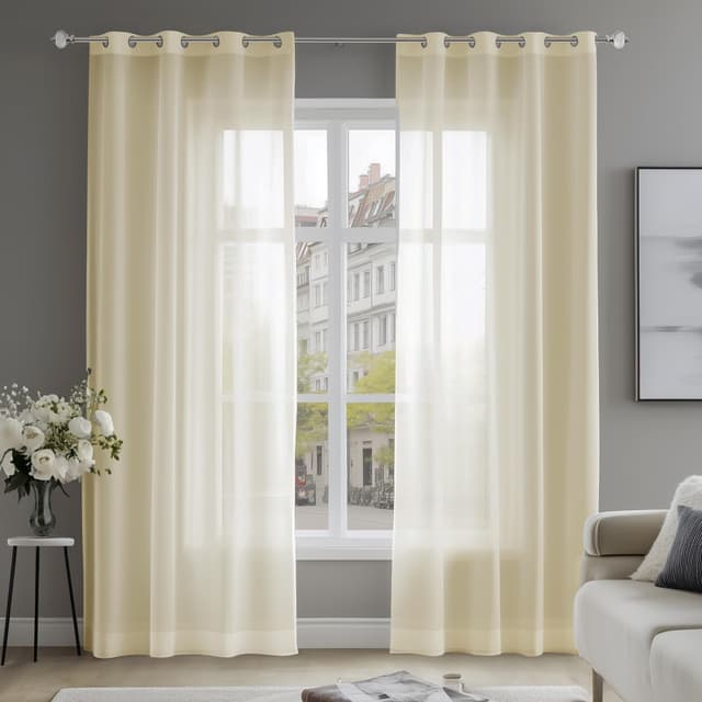 🌟 Deconovo Voile Vorhang Set 2er Pack - 240x140 cm - Hellbeige - Hochwertige Qualität 🌟