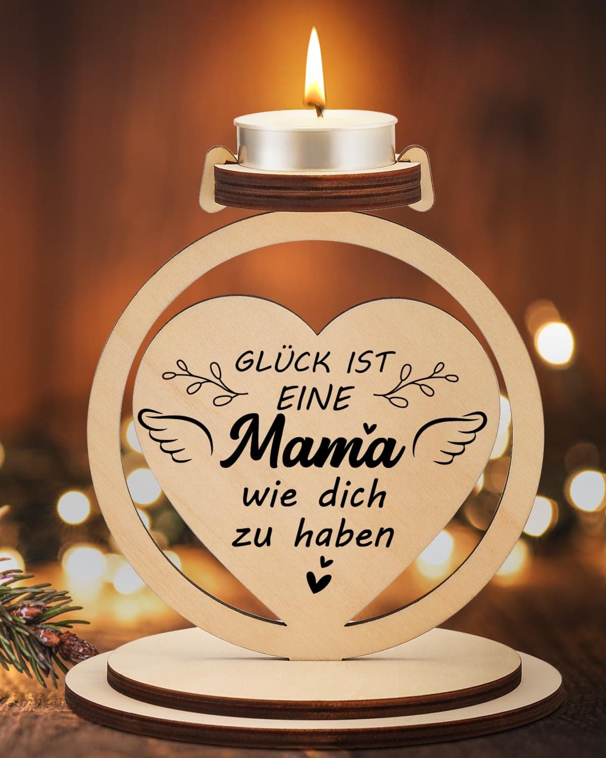 🎁 Holzherz-Kerzenhalter für Mama - Einzigartiges Geschenk!
