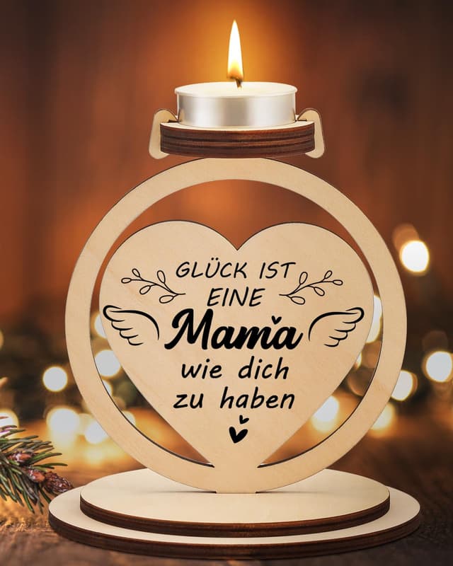🎁 Holzherz-Kerzenhalter für Mama - Einzigartiges Geschenk!