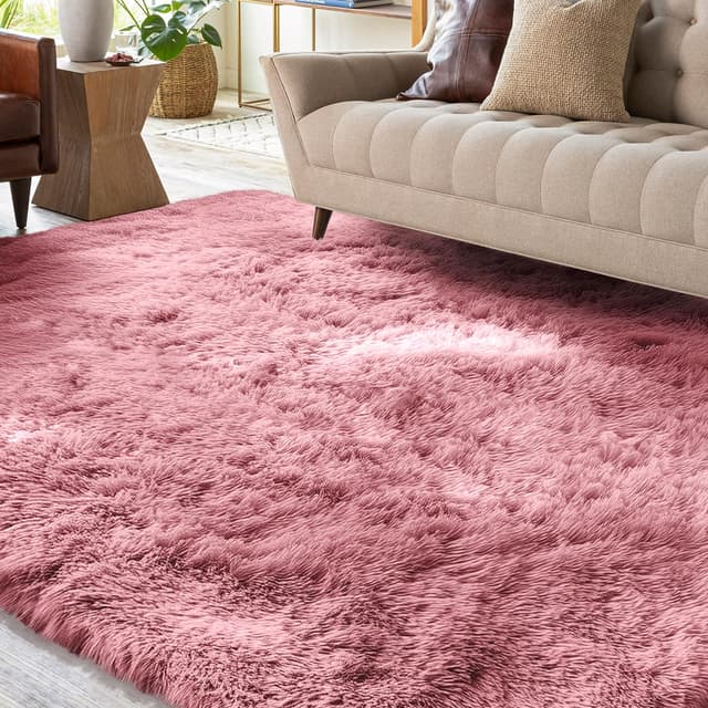 XSIVOD Flauschig Hochflor Teppich Altrosa 200x300 cm
