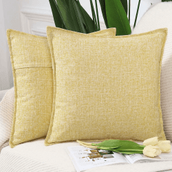 🌟 Madizz 2er Set Polyester-Leinen Kissenbezüge 60x60 cm - Hellgelb
