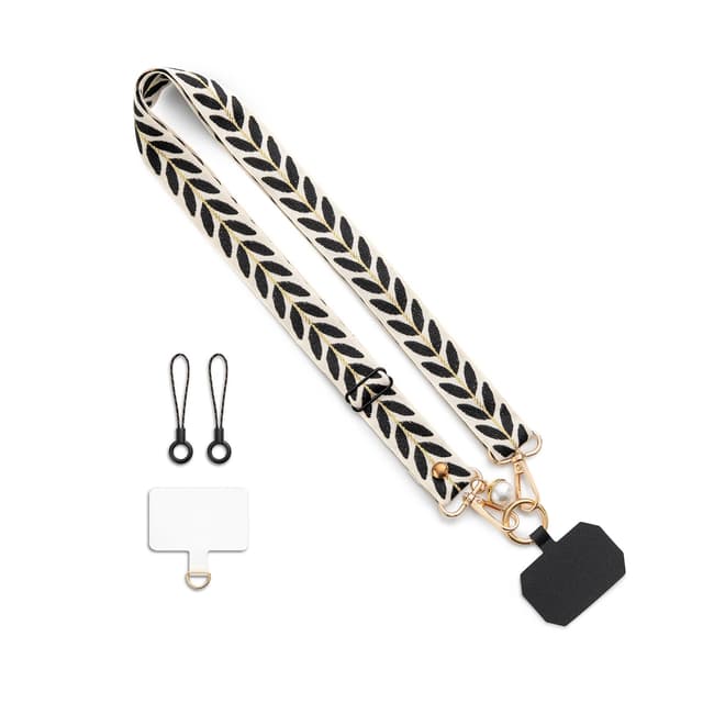 📱⚫ CHUQING Handykette Universal Handyband zum Umhängen ⚫ Einstellbar Crossbody Strap Phone Lanyard Wrist ⚫ Verstellbar Schlüsselband Schwarz-03