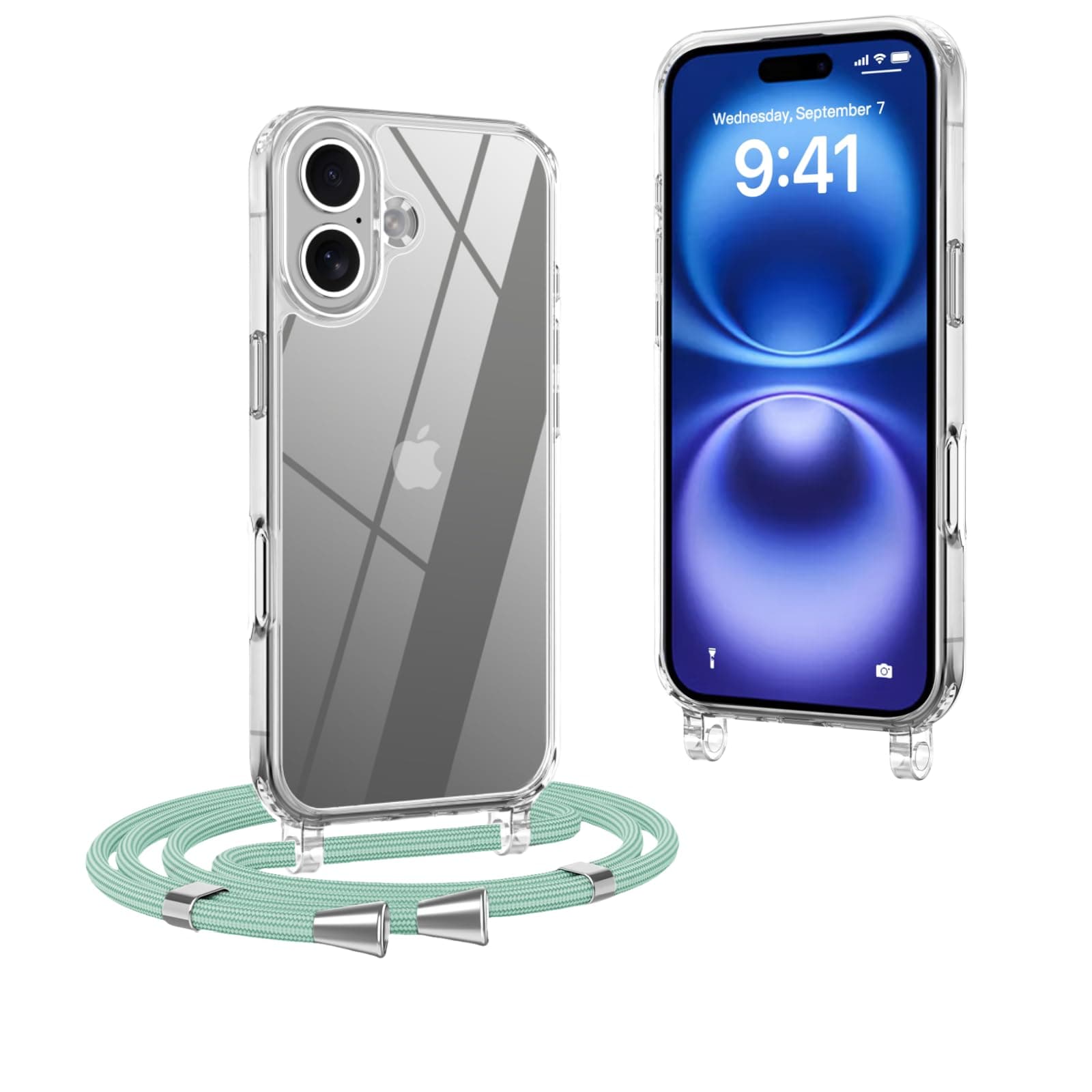 📱 OLEPHY Handykette kompatibel mit iPhone 16 - Transparente Stoßfeste Schutzhülle zum Umhängen