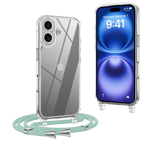 📱 OLEPHY Handykette kompatibel mit iPhone 16 - Transparente Stoßfeste Schutzhülle zum Umhängen