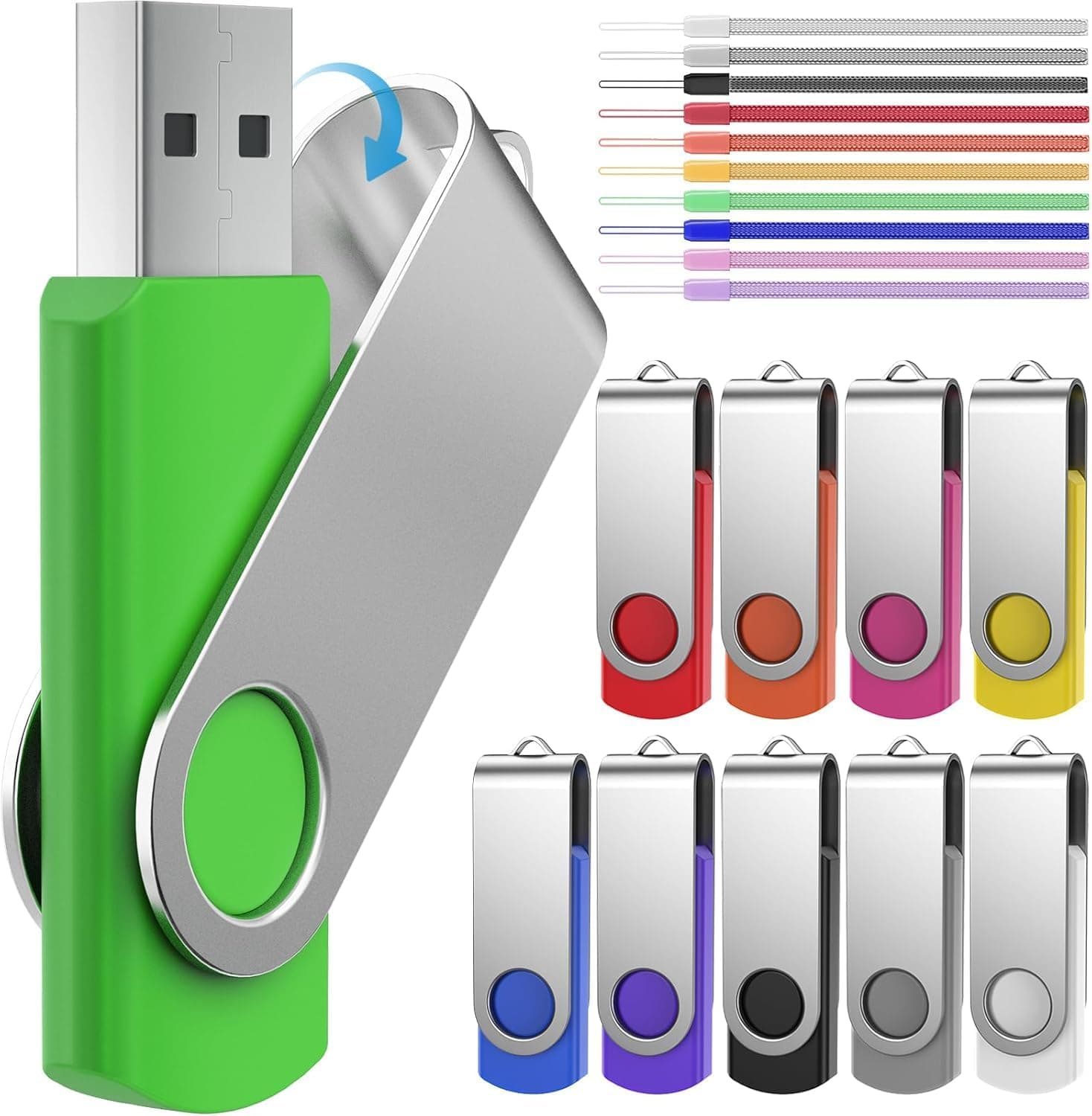 🌈 FEBNISCTE USB Sticks 16GB - Bunt USB Stick Rotate Metall 10 Stück 🎉