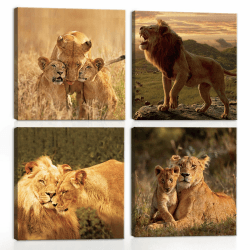 🦁 CHDITB 4 Stück Löwe Wandbilder Leinwand 🖼️ Modern Wildtier Poster