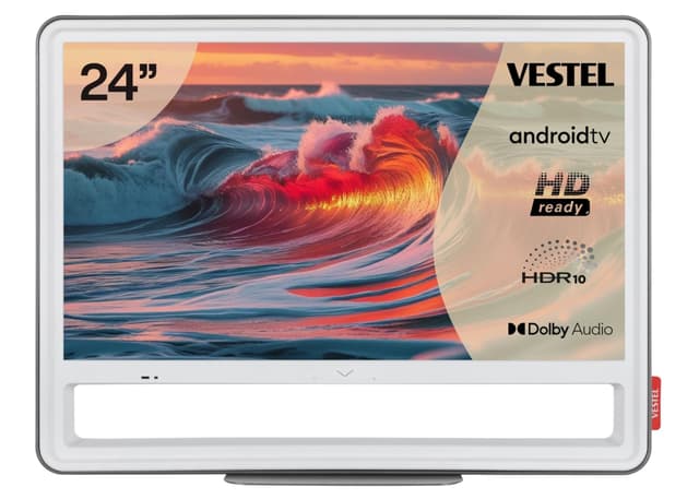 Vestel Fernseher 24 Zoll Android Smart TV HD-Ready Fernseher tragbarer HDR TV mit integriertem Triple-Tuner grau 24 Zoll HD Android