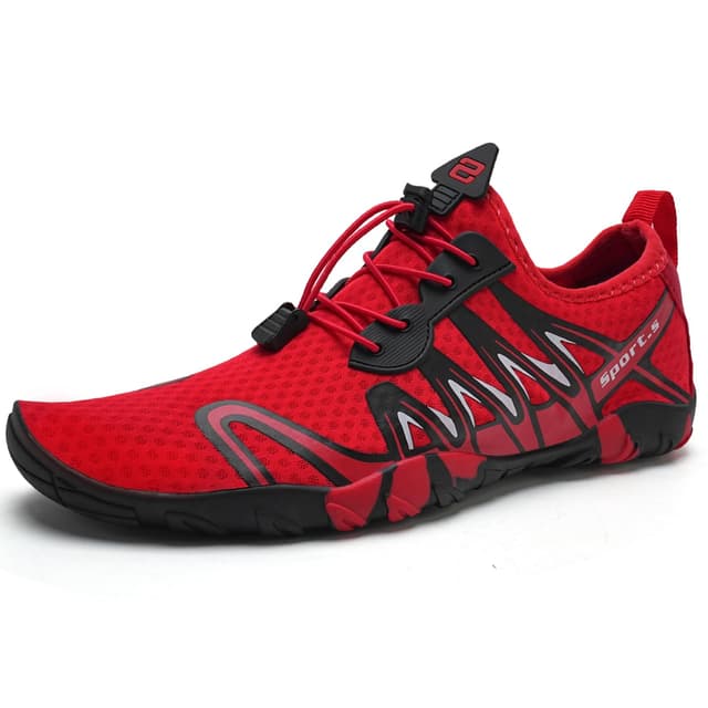 🌊👟 Strandschuhe Damen Herren Wasserschuhe Badeschuhe Unisex 🔥 Atmungsaktiv Leicht Barfußschuhe rutschfeste für Schwimmen Tauchen 43 EU S901 Rot Schwarz