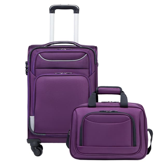 🧳🌟 COOLIFE Koffer Trolley Set Handgepäck-Set 2tlg Lila+Silber 🛫✨
