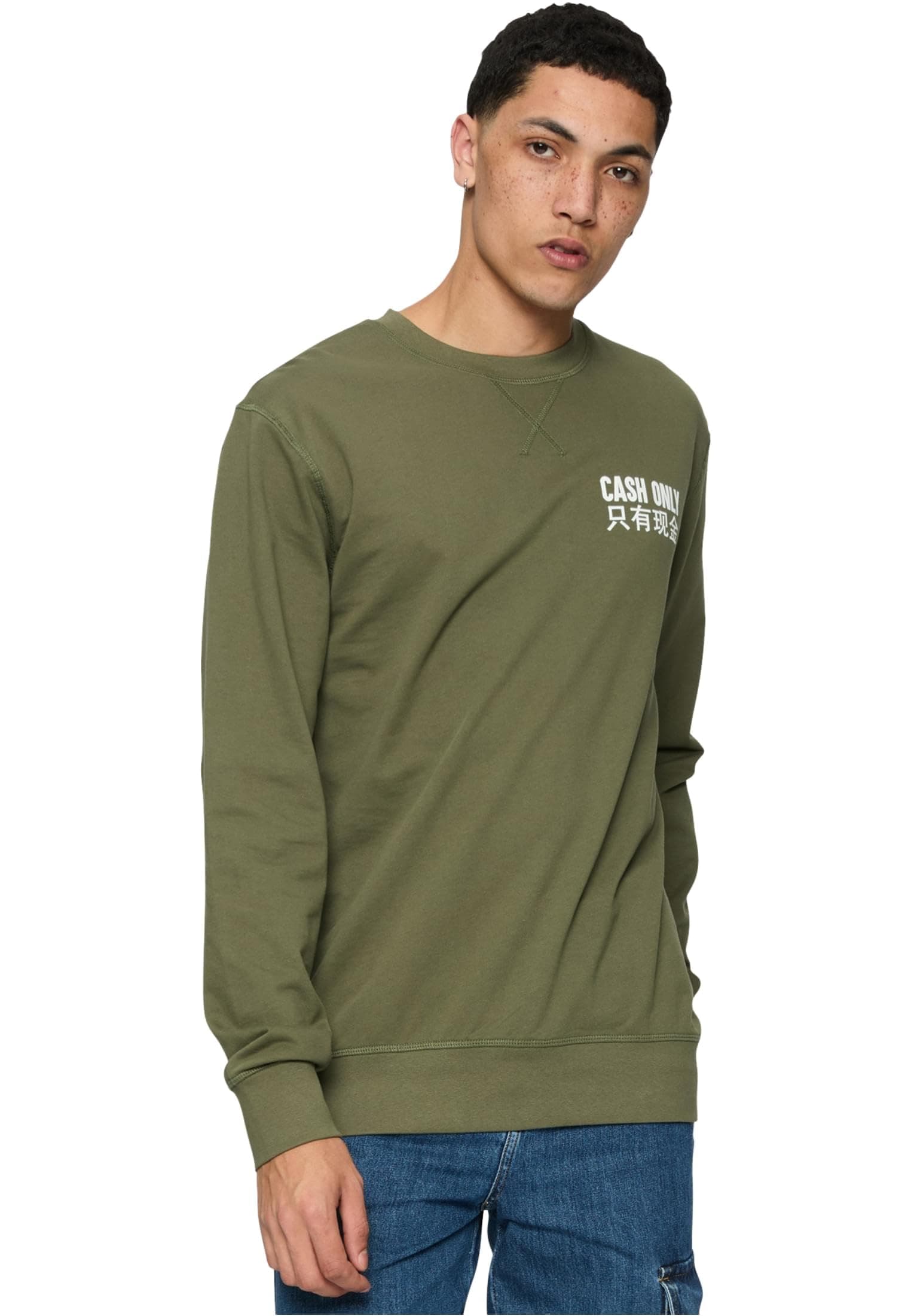 🔥 DEAL! Mister Tee Herren Cash Only Crewneck M Olive nur 9.5€