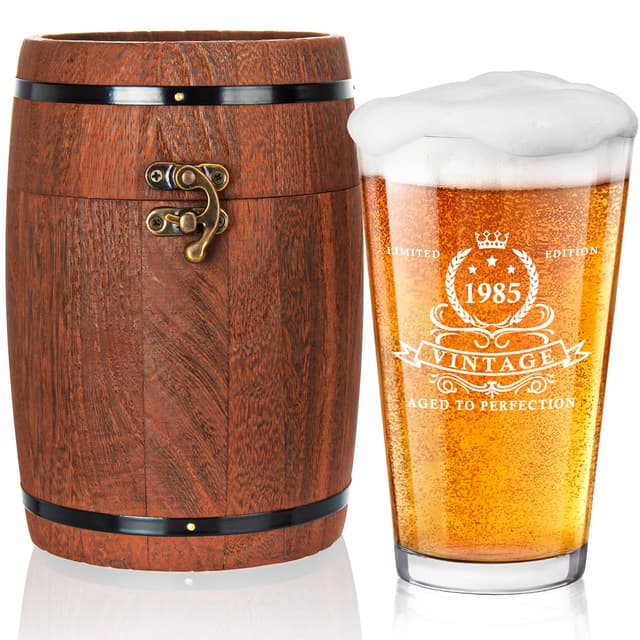 🍻 LIGHTEN LIFE Geschenke zum 40. Geburtstag für Männer 450 ml Bierglas von 1985 🎁