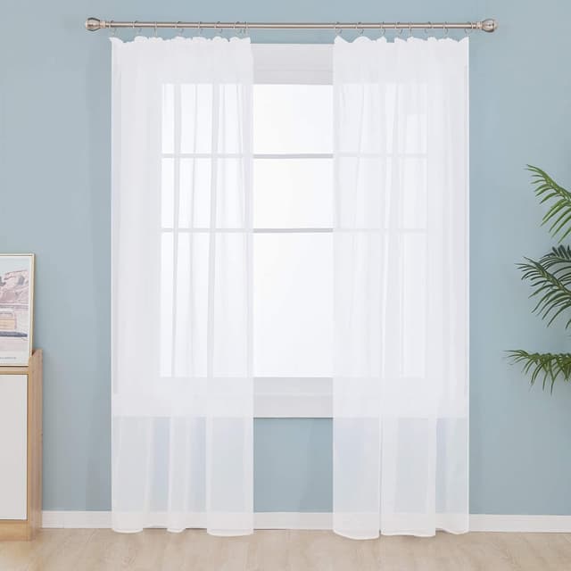 🌟 Deconovo Gardinen Transparent Vorhänge 2er Set Weiß 229x140 cm 🌟