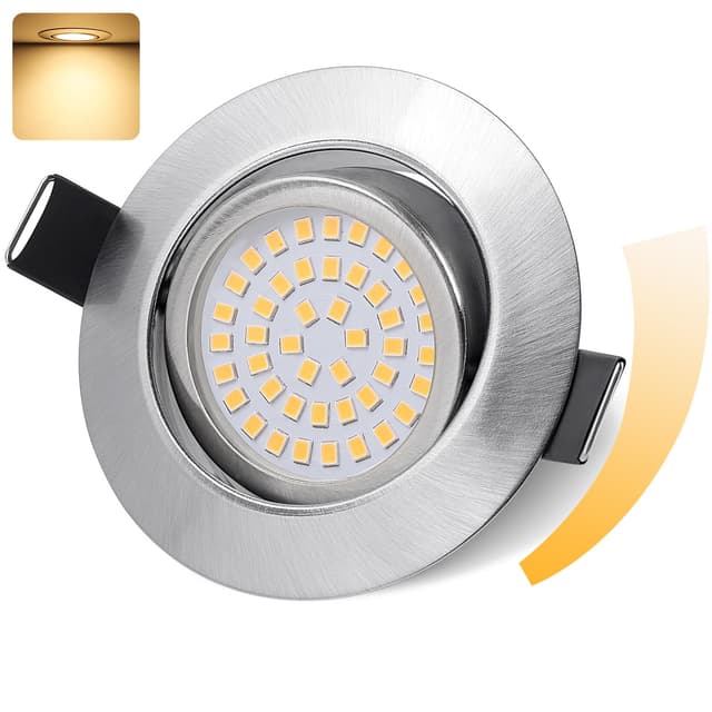 GeyouLux LED Einbaustrahler 230V Dimmbar 68mm 6W IP44 LED Spots 45° Schwenkbar 3000K Warmweiß Deckenspots für Badezimmer Küche Wohnzimmer Einbauspots Flach Einbauleuchten Nickel 1er Set Nickel-warmweiß 3000k 1er Set