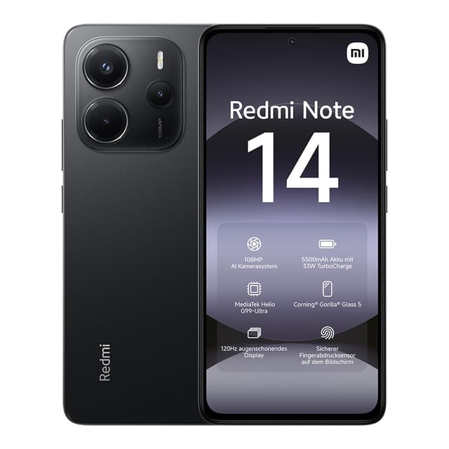 📱 Xiaomi Redmi Note 14 Smartphone 6+128GB Schwarz 🖤