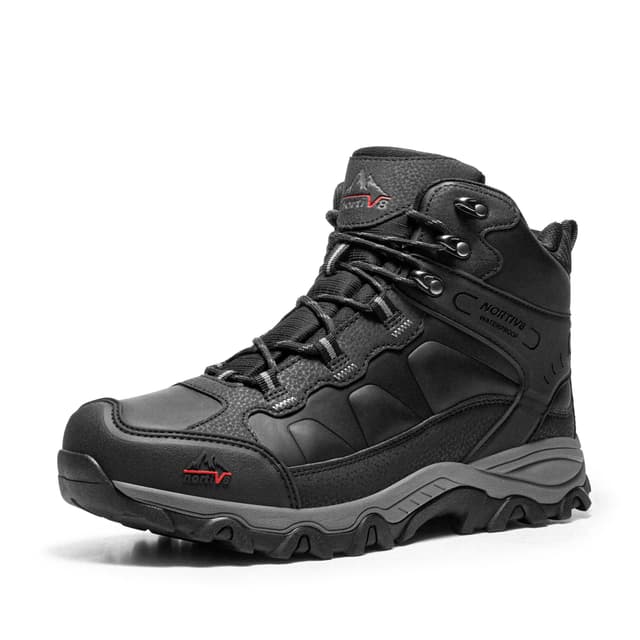 NORTIV 8 Herren Trekkingschuhe 🥾 Wasserdicht Hiking Boots Klettern Wandern Schuhe 44 EU Schwarz Leder - Angebot