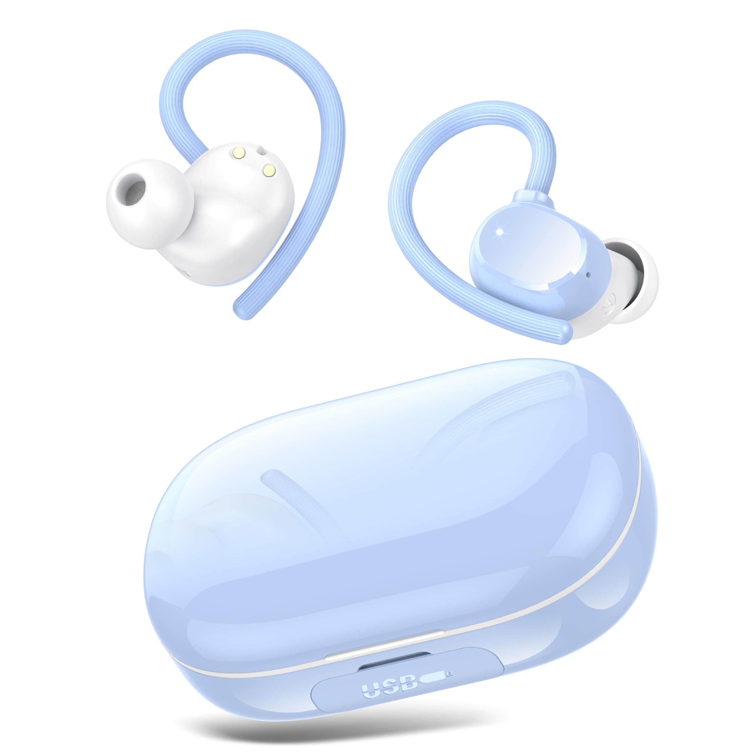 🎧 Kabellose Bluetooth Kopfhörer - 128Std Spielzeit - IPX7 Wasserdicht - Ozeanblau