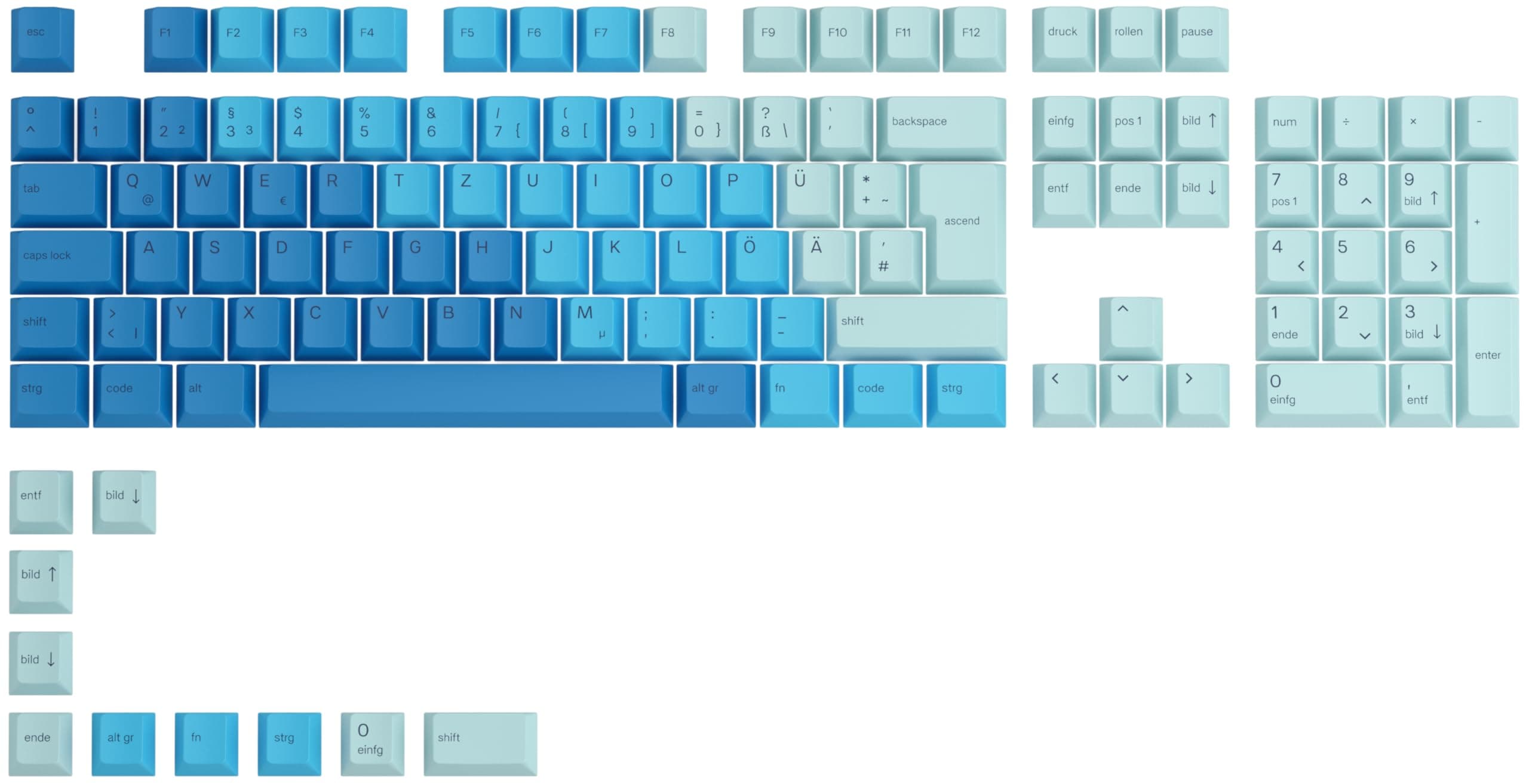 🎮 Glorious Gaming 115x GPBT-Keycaps - Cherry-Profil | Ocean Deutsch Layout