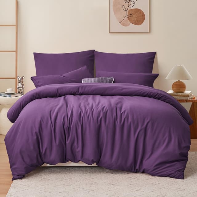 RUIKASI Bettwäsche 220x240 3teilig Purple - Lila Mikrofaser Bettwäsche-Sets Oeko-TEX