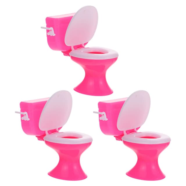 🚽 Zerodeko 3 Stücke Mini Toilette Spielzeug 1:12 Puppenhaus Miniatur Bad Toiletten Mini Haus Badmöbel Miniatur Spielzeug Puppen Zubehör Bad Baby Toilette Spielzeug Rosa 🎁