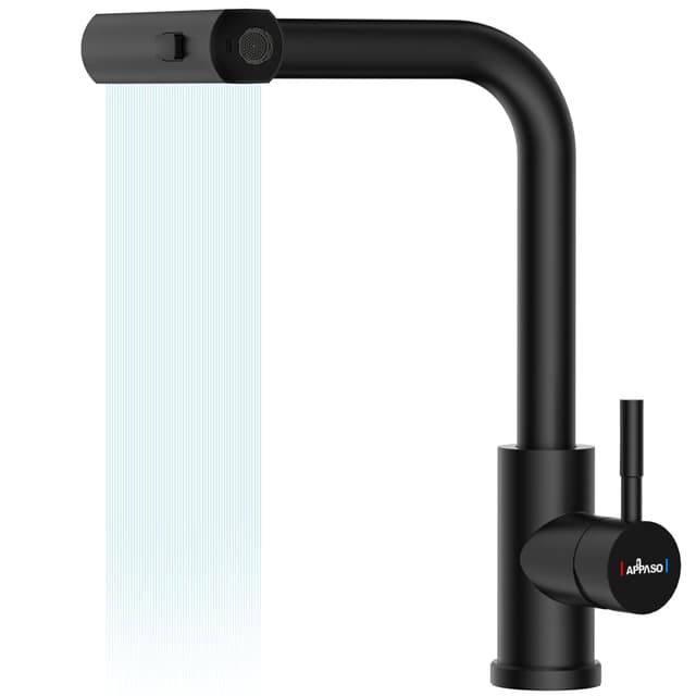 APPASO Wasserfall Wasserhahn Küche Schwarz - Hochdruck Küchenarmatur