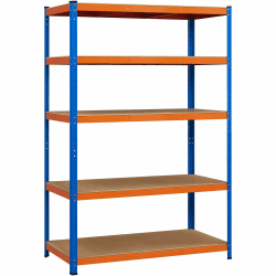 Yaheetech Schwerlastregal 180 x 120 x 60 cm Lagerregal 5 Böden Metall Regal Orange & Blau 🟠🔵