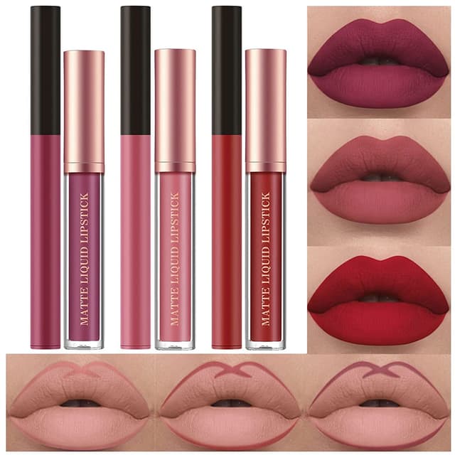 👄💄 6 Stück Matt Lippenstift & Lip Liner Set - Lipstick Lip Liner Set