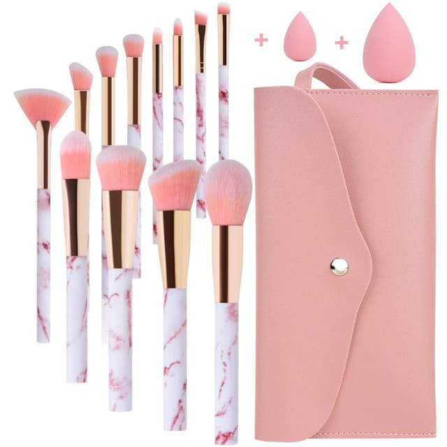 Make up Pinsel Set Start Makers 12 Stück Rosa Marmor Pinselset Makeup 🌸
