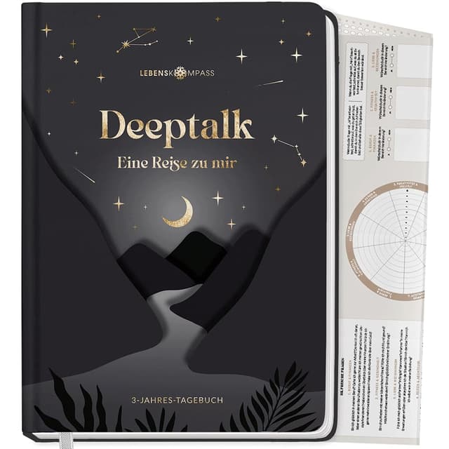 Lebenskompass® 3 Jahres Tagebuch für Erwachsene - Deeptalk Eine Reise zu mir Selbst NIGHT One line a day - für Erinnerungen, Reflexion und Achtsamkeit - DIN A5 Hardcover 📚